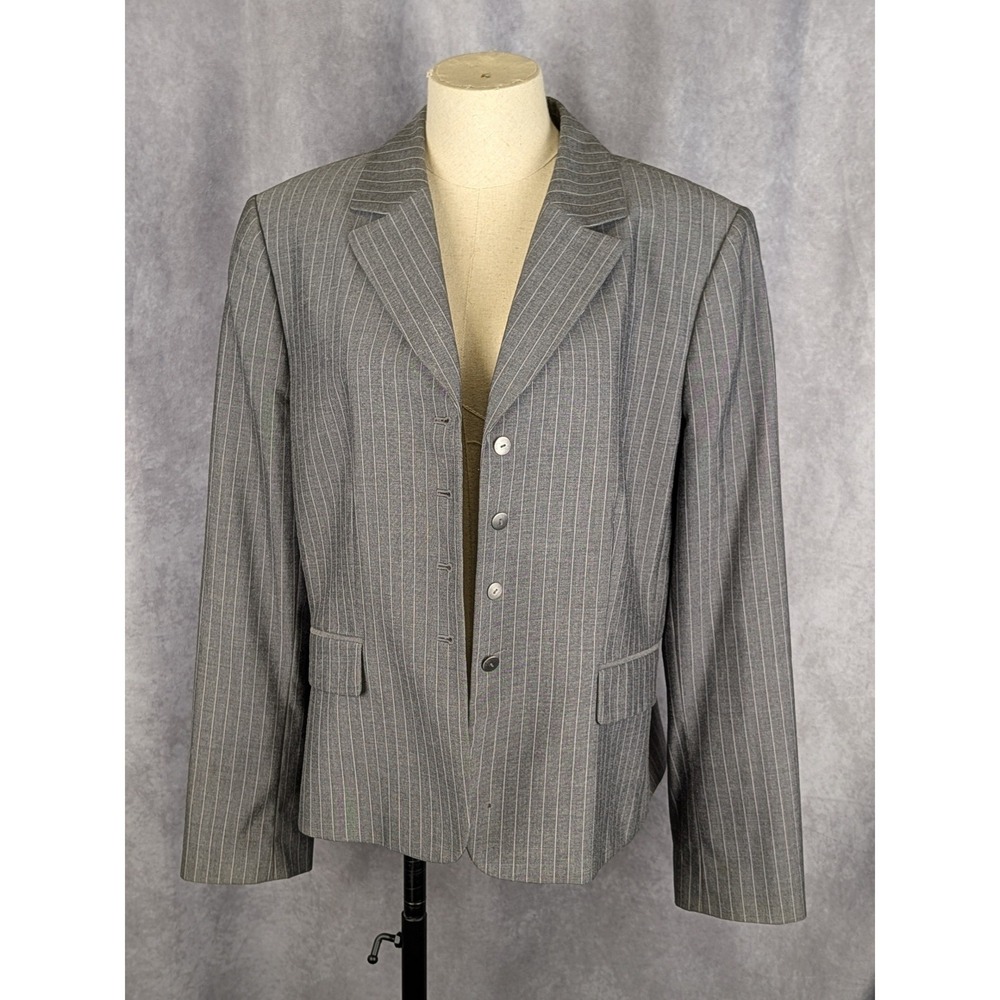 Tahari Arthur S. Levine Gray Pinstripe Blazer Jacket Womens‎ 16 C127